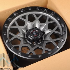 Anzoo JT245-7 9.0x17/6x139.7 D110.1 ET0 Matt Gunmetal+Silver Rivets