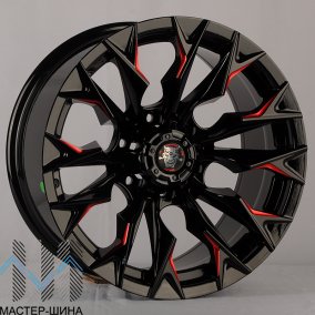 Anzoo JT227-20 9.0x20/6x139.7 D110.1 ET0 Gloss Black+Milling Window+Red Coating