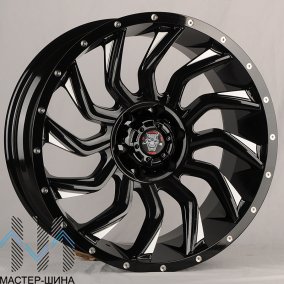 Anzoo JT192-20 9.0x20/6x139.7 D110.1 ET0 Black+Milling Spoke+Rivet