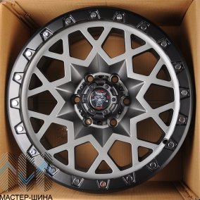 Anzoo JT245-7 9.0x17/6x139.7 D110.1 ET0 Matt Gunmetal+Silver Rivets