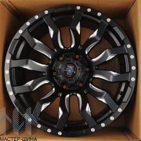 Anzoo JT124-20 9.0x20/6x139.7 D110.1 ET0 Matt Black+Milling spoke & rivets