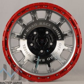 Anzoo FBX034 8.5x17/6x139 D110.1 ET0 Silver Machine Face +Red Lip+ Rivets