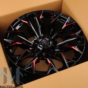 Anzoo JT227-20 9.0x20/6x139.7 D110.1 ET0 Gloss Black+Milling Window+Red Coating