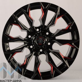 Anzoo JT227-20 9.0x20/6x139.7 D110.1 ET0 Gloss Black+Milling Window+Red Coating