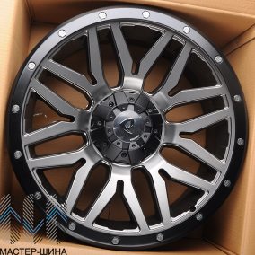 Powcan Y5369 8.0x17/5x139.7 D77.8 ET15 Matt Grey With Matt Black Lip