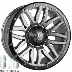 Powcan Y5369 8.0x17/5x139.7 D77.8 ET15 Matt Grey With Matt Black Lip