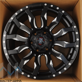 Anzoo JT124-8 9.0x18/6x139.7 D110.1 ET0 Matt Black+Milling spoke & rivets