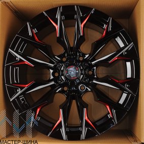 Anzoo JT227-20 9.0x20/6x139.7 D110.1 ET0 Gloss Black+Milling Window+Red Coating