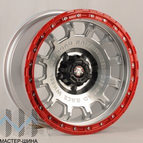Anzoo FBX034 8.5x17/6x139 D110.1 ET0 Silver Machine Face +Red Lip+ Rivets