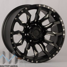 Anzoo JT124-7 9.0x17/6x139.7 D110.1 ET0 Matt Black+Milling spoke+Milling rivets